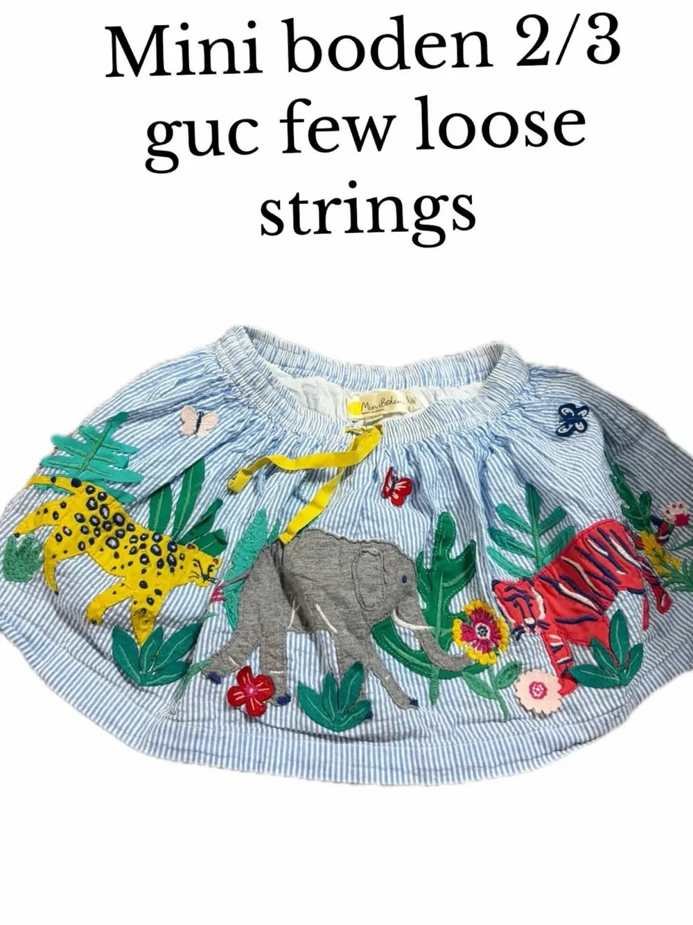 Mini boden 2-3 animal appliqué skirt